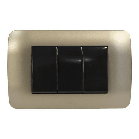Interruptor Triple 9/32 10A 250V Café/Titanio Armado