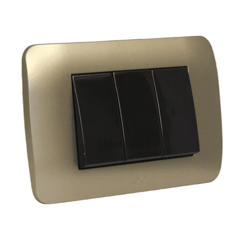 Interruptor Triple 9/32 10A 250V Café/Titanio Armado