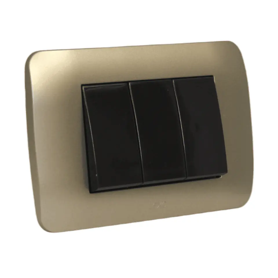 Interruptor Triple 9/32 10A 250V Café/Titanio Armado 2