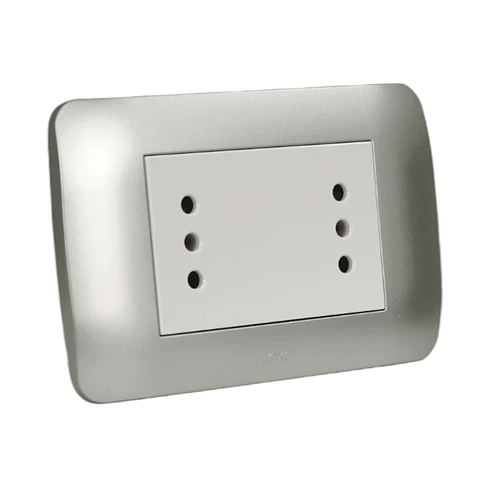 Toma De Corriente Dúplex 10A 250V Blanco/Plata Armado