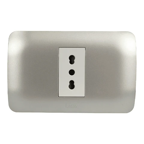 Toma Corriente Simple 10/16A 250V Blanco/Plata Armado