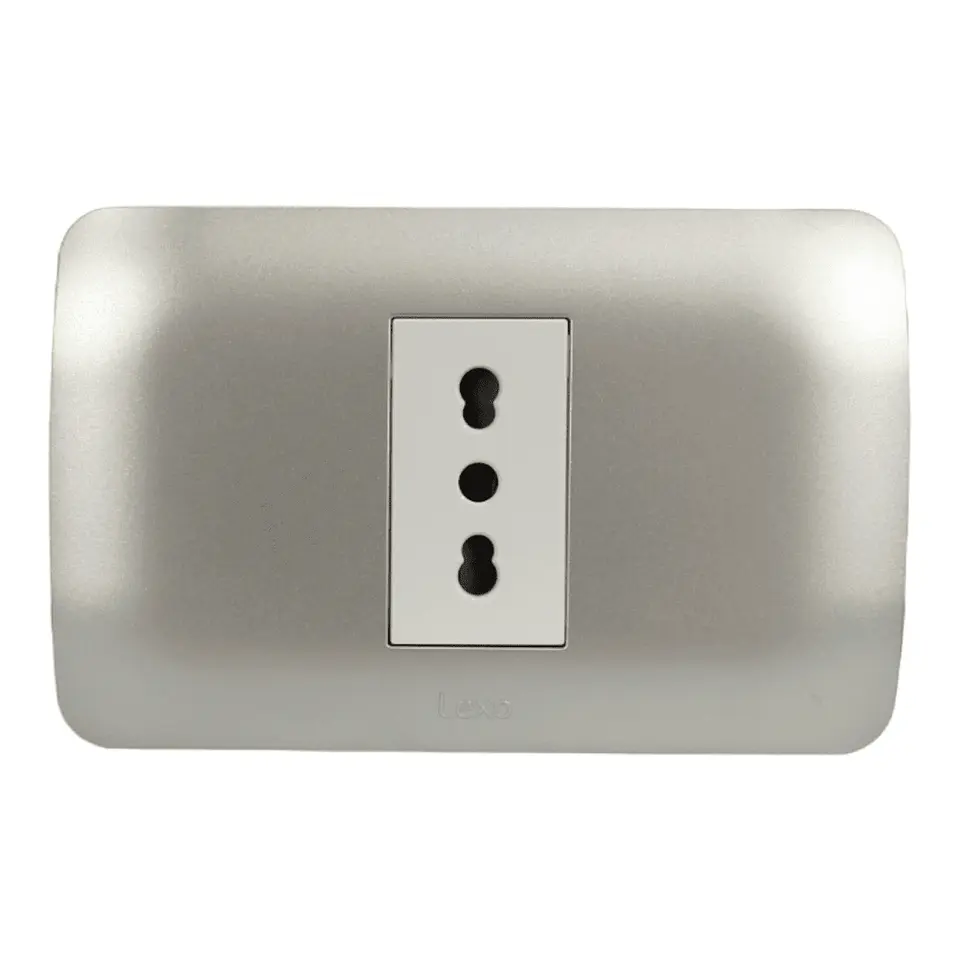 Toma Corriente Simple 10/16A 250V Blanco/Plata Armado 1