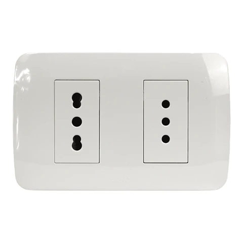 Toma Corriente Doble 10A + 10/16A 250V Blanco Armado
