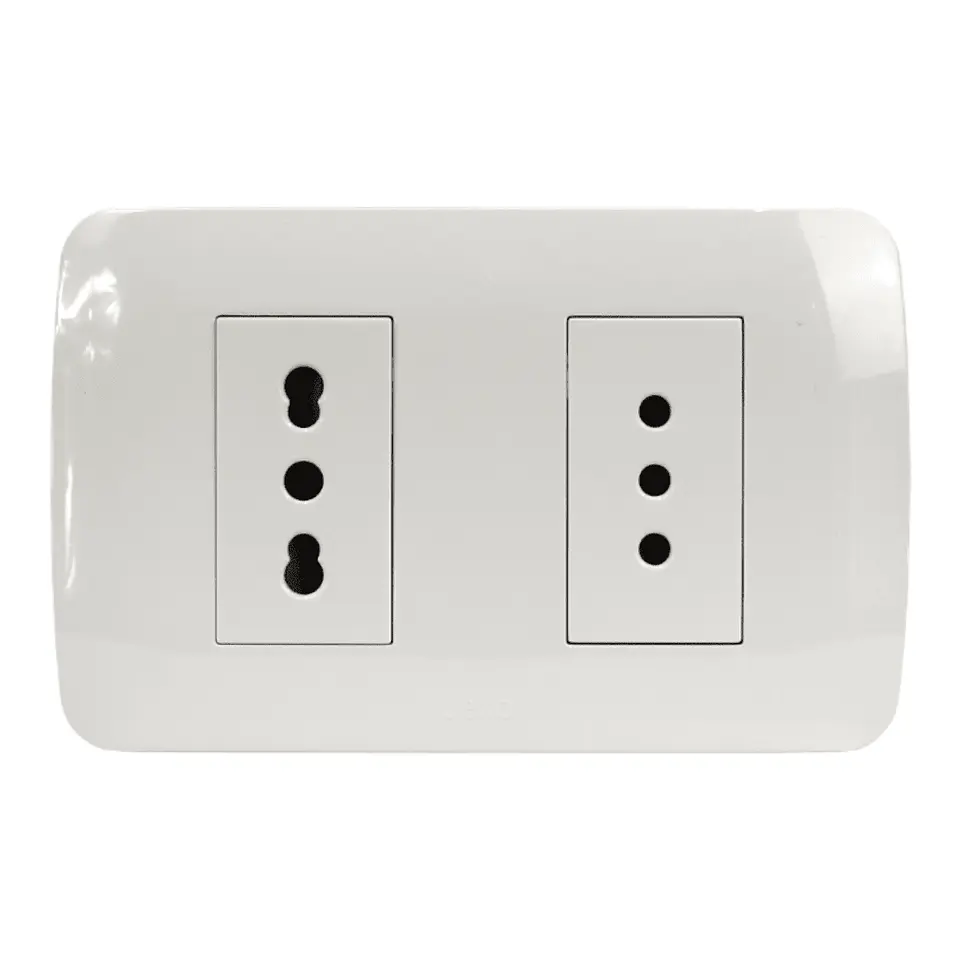 Toma Corriente Doble 10A + 10/16A 250V Blanco Armado 1