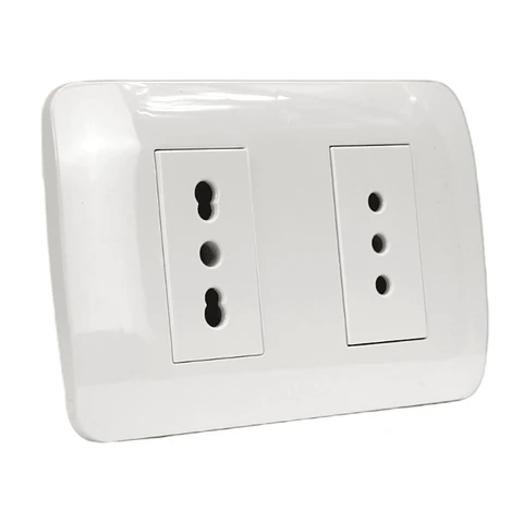 Toma Corriente Doble 10A + 10/16A 250V Blanco Armado