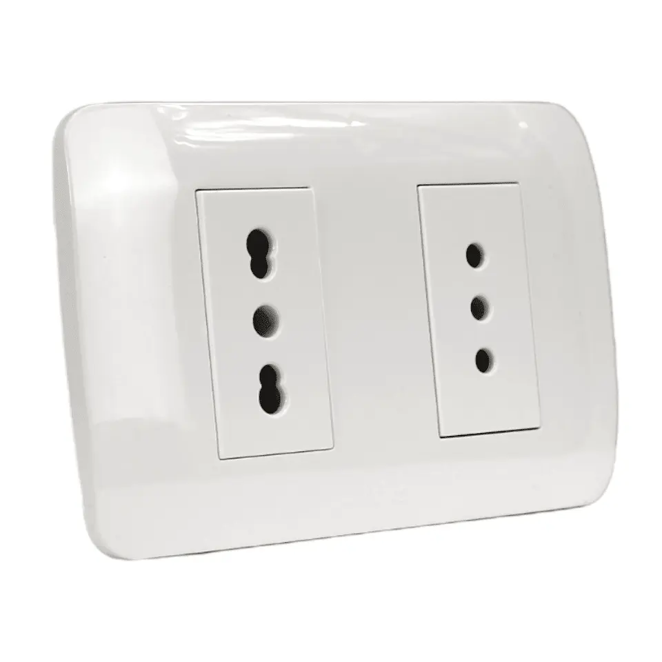 Toma Corriente Doble 10A + 10/16A 250V Blanco Armado 2