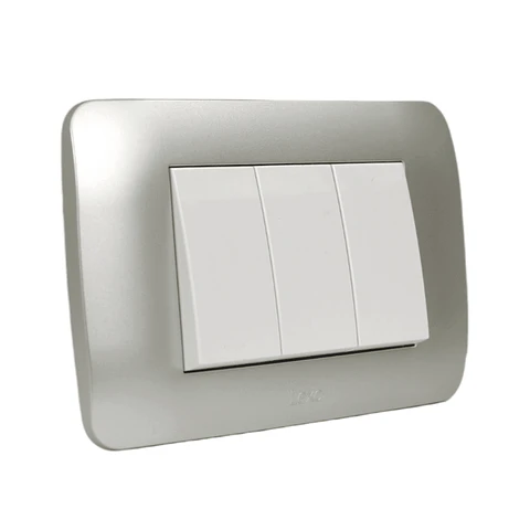 Interruptor Triple 9/32 10A 250V Blanco/Plata Armado