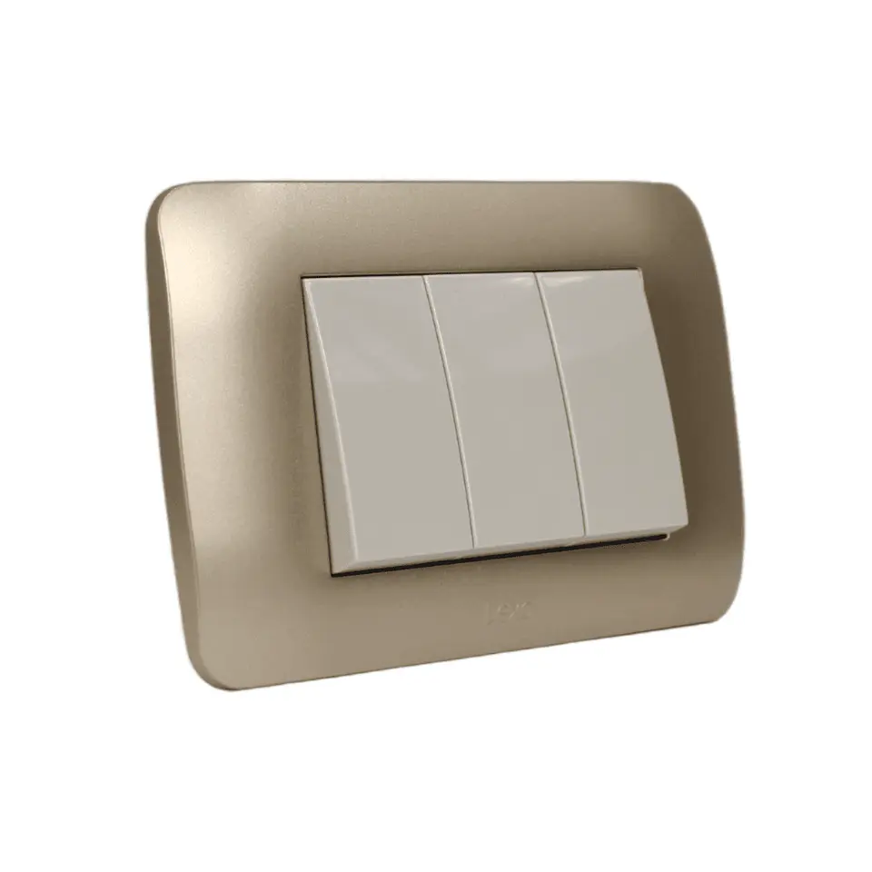 Interruptor Triple 9/32 10A 250V Beige/Titanio Armado 2