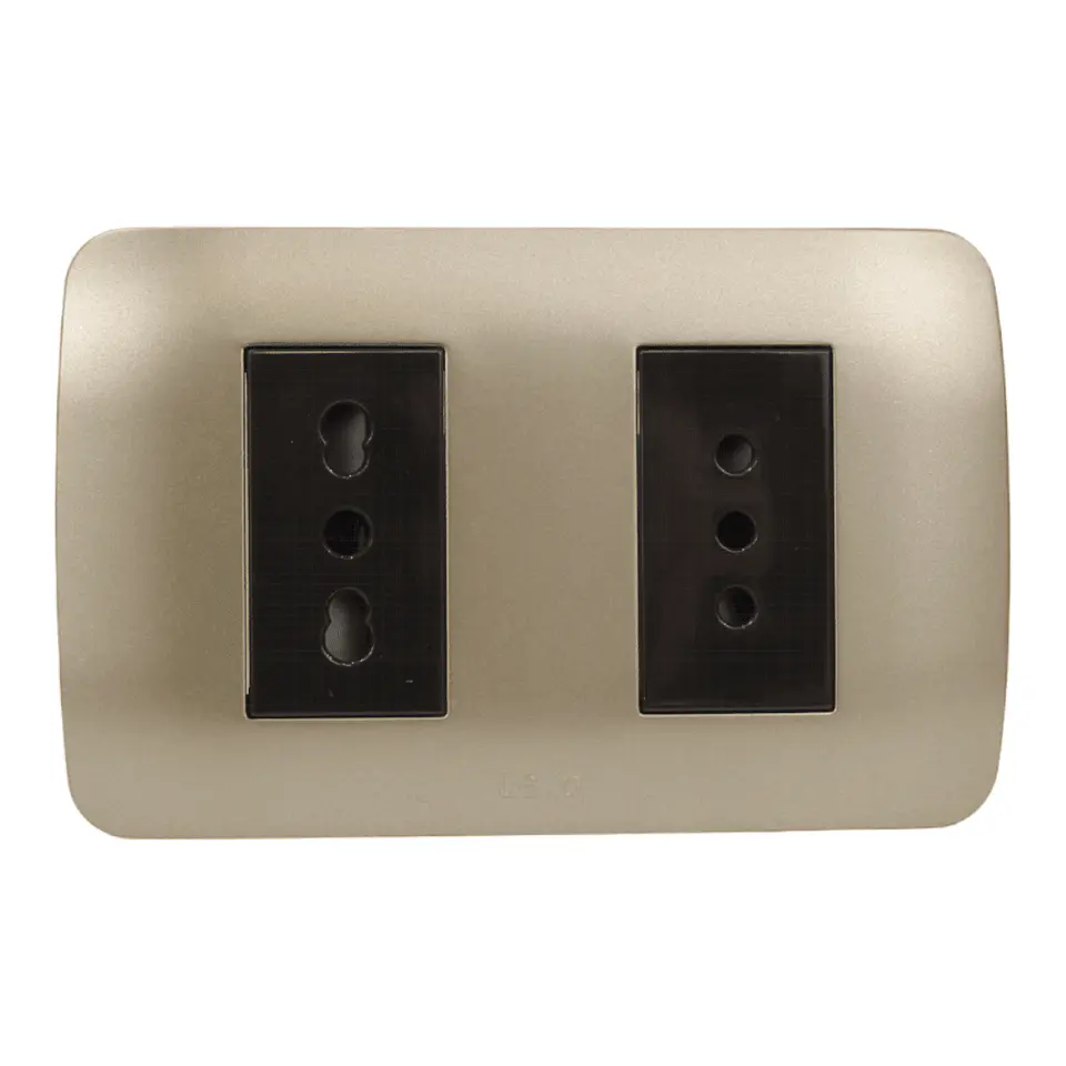 Toma Corriente Doble 10A+10/16A 250V Café/Titanio Armado 1