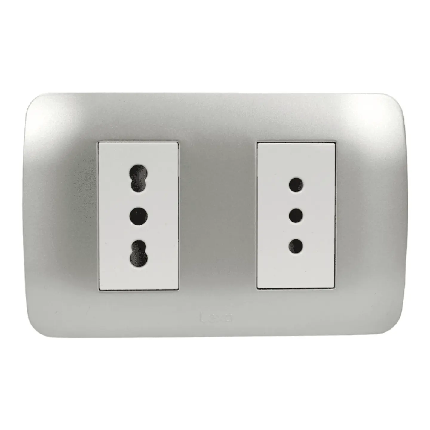 Toma Corriente Doble 10A+10/16A 250V Blanco/Plata Armado 1
