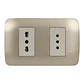 Toma Corriente Doble 10A+10/16A 250V Beige/Titanio Armado - Miniatura 1