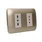 Toma Corriente Doble 10A+10/16A 250V Beige/Titanio Armado - Miniatura 2