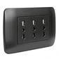 Toma De Corriente Triplex 10/16A 250V Grafito - Miniatura 2