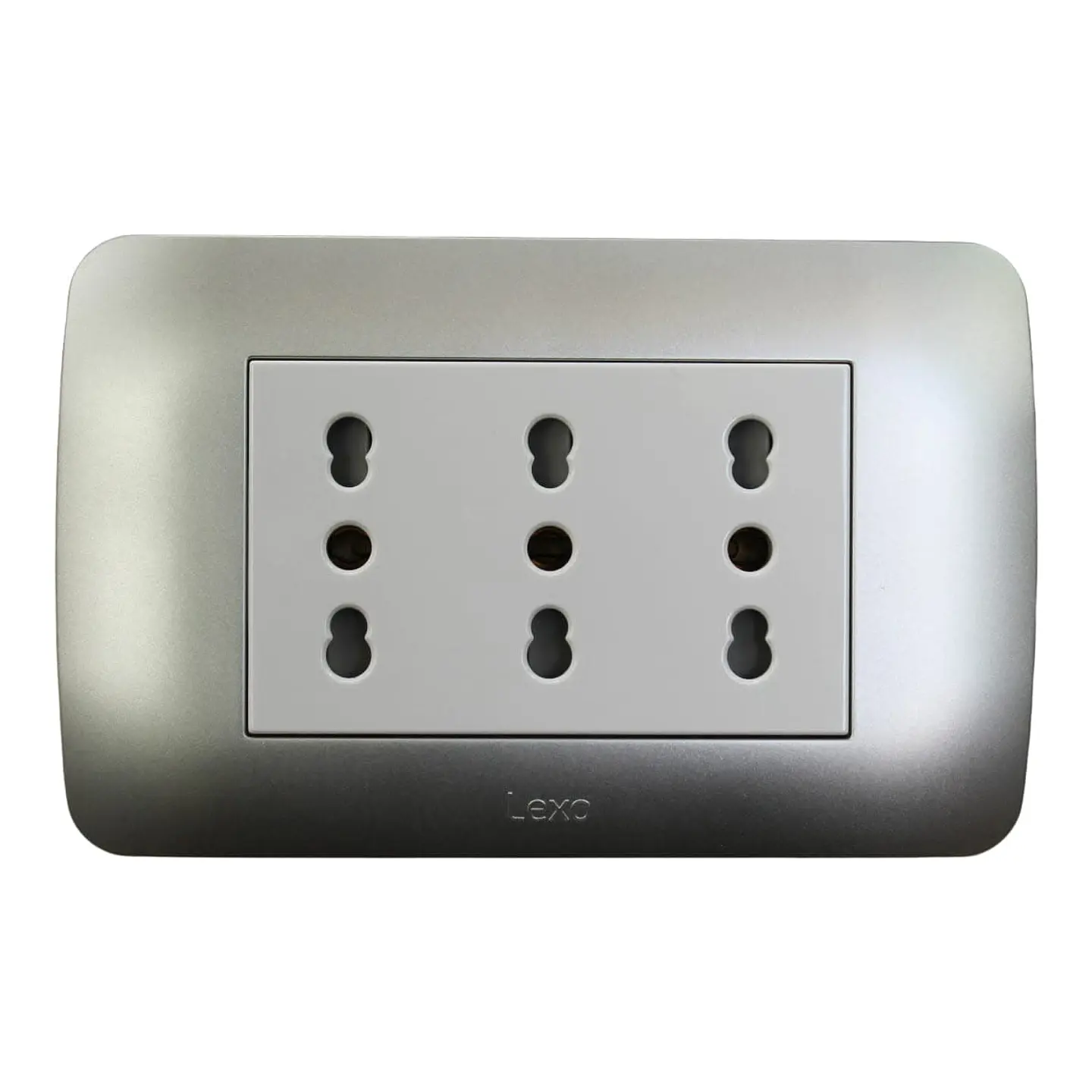 Toma De Corriente Triplex 10/16A Plata- Blanco Armado 1