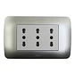 Toma De Corriente Triplex 10/16A Plata- Blanco Armado - Miniatura 1