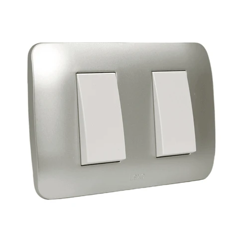 Interruptor Doble 9/15 10A 250V Blanco/Plata Armado