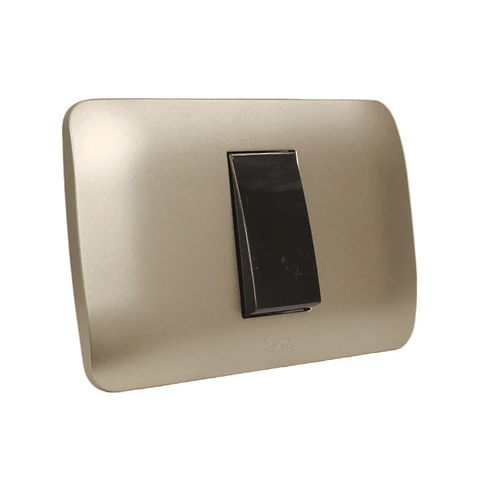 Interruptor Simple 9/24 10A 250V Café/Titanio Armado