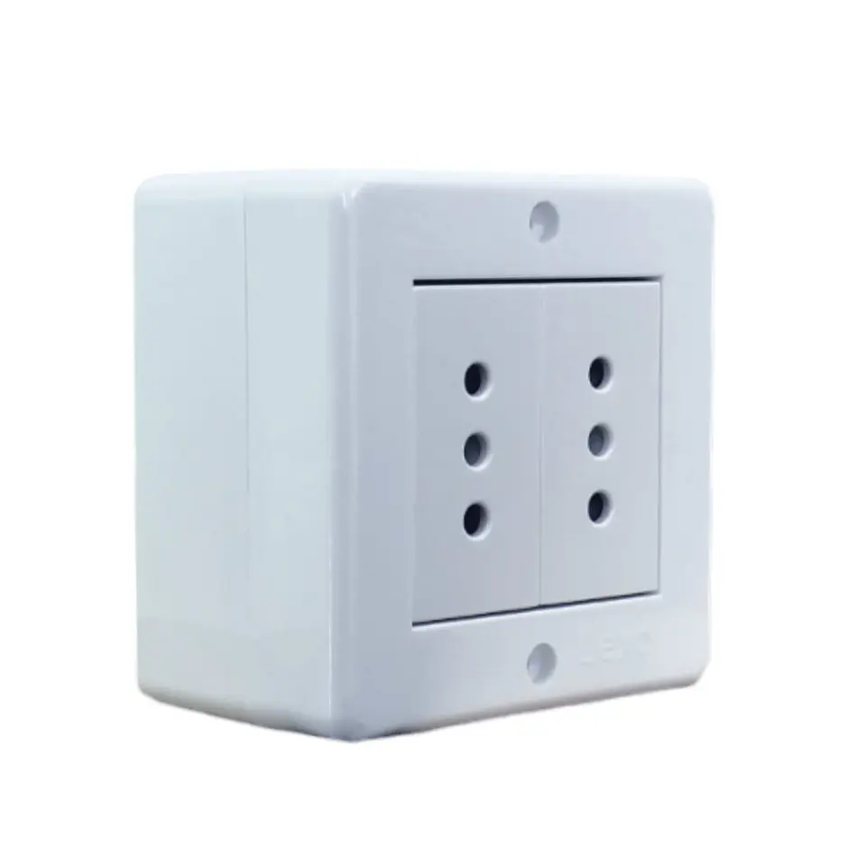 Casquete Ip20 Toma De Corriente Doble Sobrepuesto 10A Blanco - Lexo 2