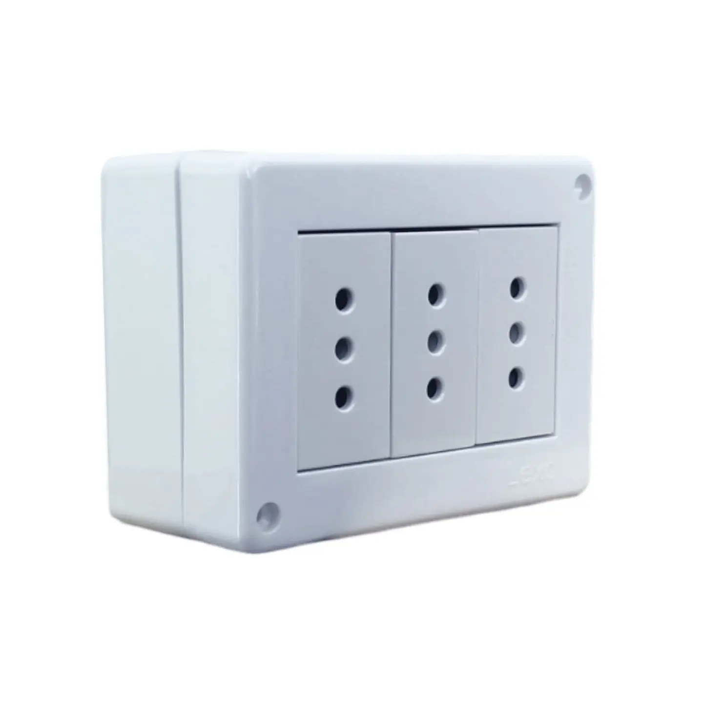 Casquete Ip20 Toma Corriente Triple Sobrepuesto 10A Blanco - Lexo 2