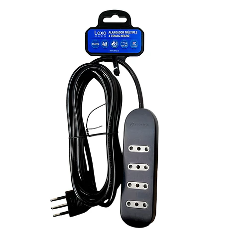 Alargador Zapatilla 4 Tomas 1,5Mts Negro