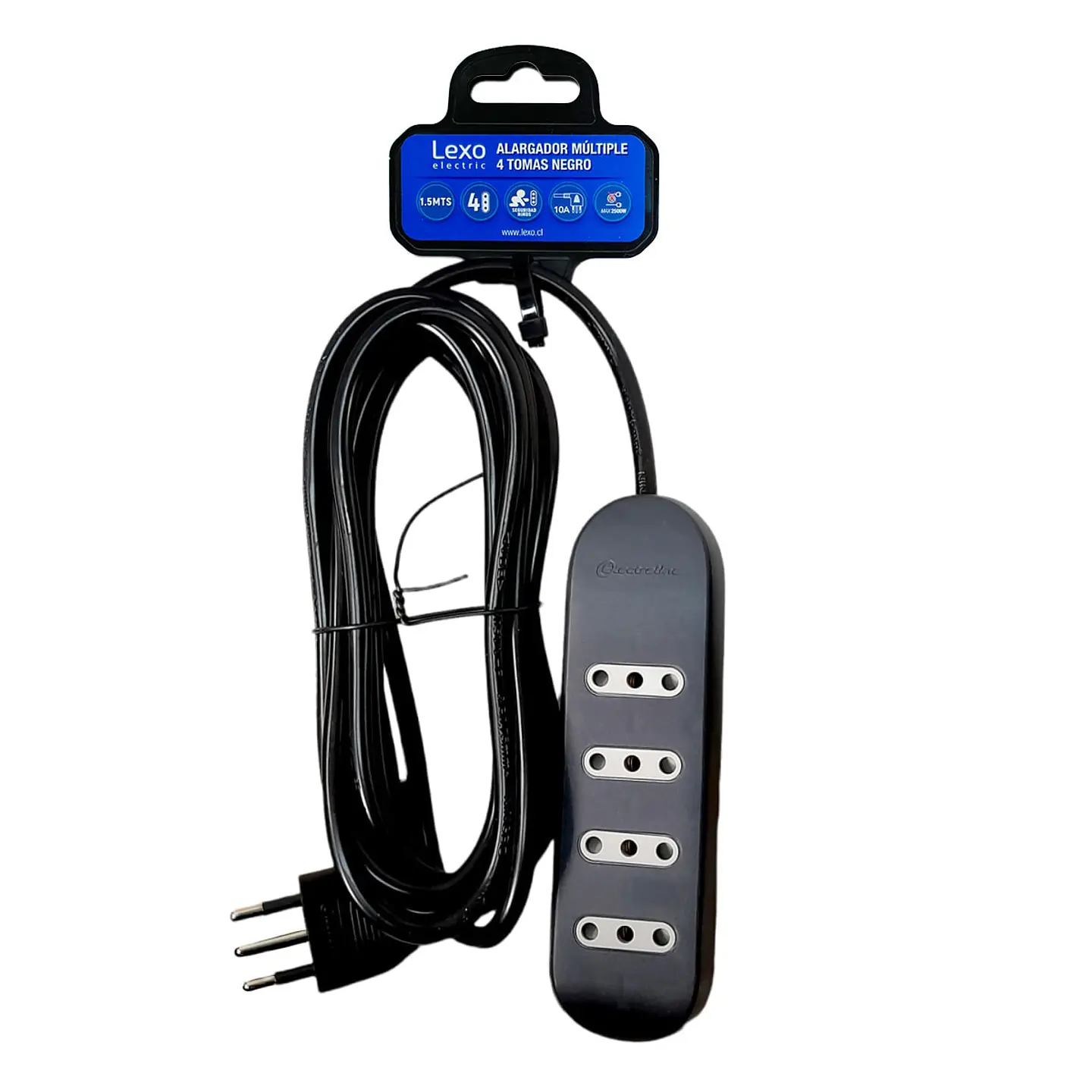 Alargador Zapatilla 4 Tomas 1,5Mts Negro 1
