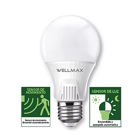 Ampolleta 9W Con Sensor De Movimiento Dia/Noche. Wellmax