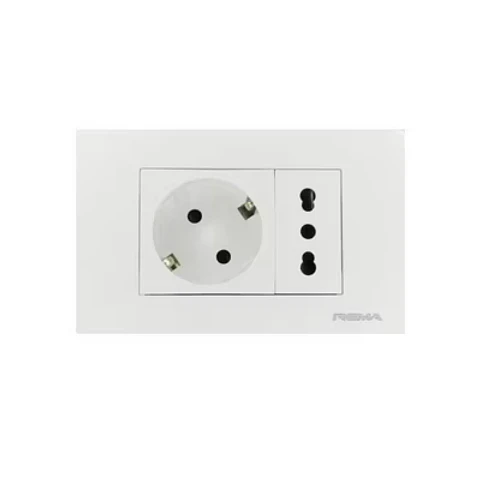 Enchufe Schuko + Hembra 16A Embutido -Rema