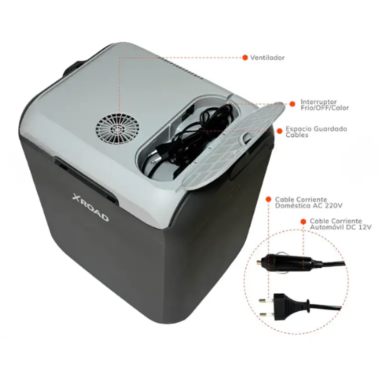 Cooler Eléctrico Portátil 30 Lts Gris 12V  3