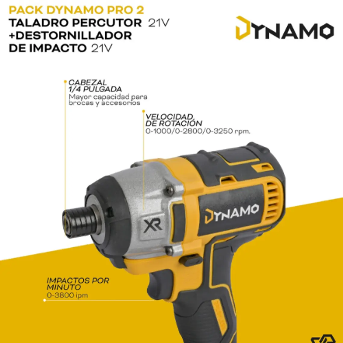 Pack Taladro Percutor + Atornillador de Impacto 21V 5