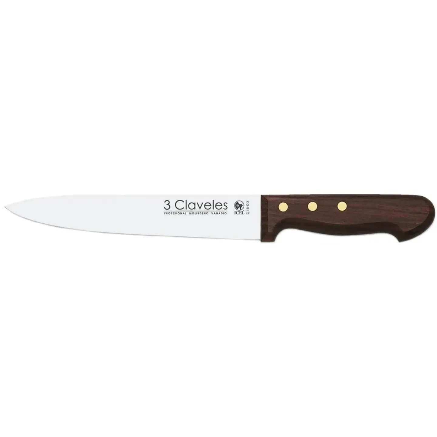 CUCHILLO 3 CLAVELES INOX MANGO MADERA 18CM 1