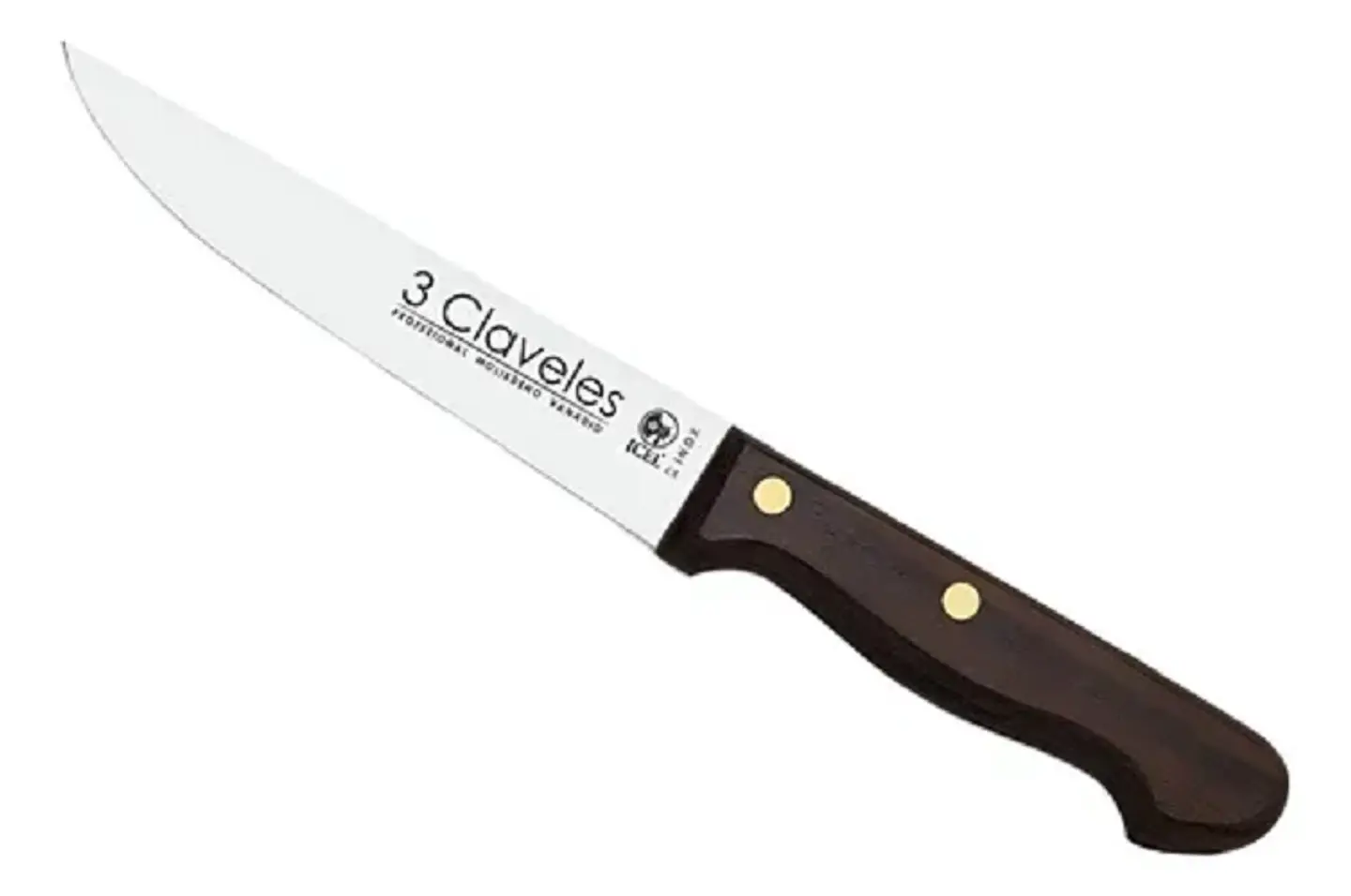 CUCHILLO 3 CLAVELES INOX MANGO MADERA 15.5CM 1