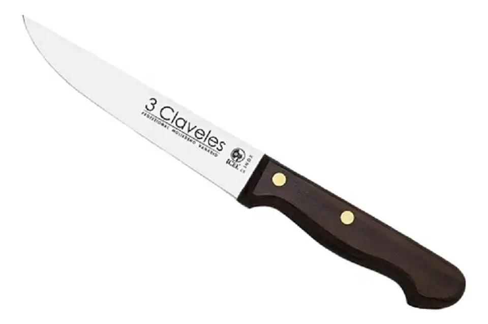 CUCHILLO 3 CLAVELES INOX MANGO MADERA 15.5CM 1