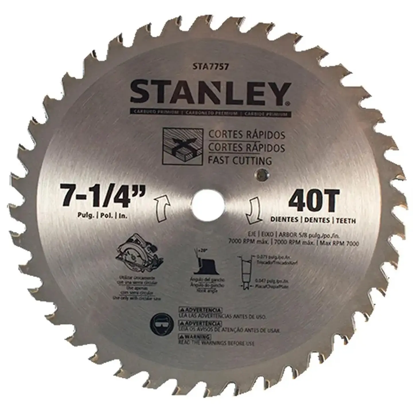 HOJA CIRCULAR STANLEY 7 1/4 40D 1