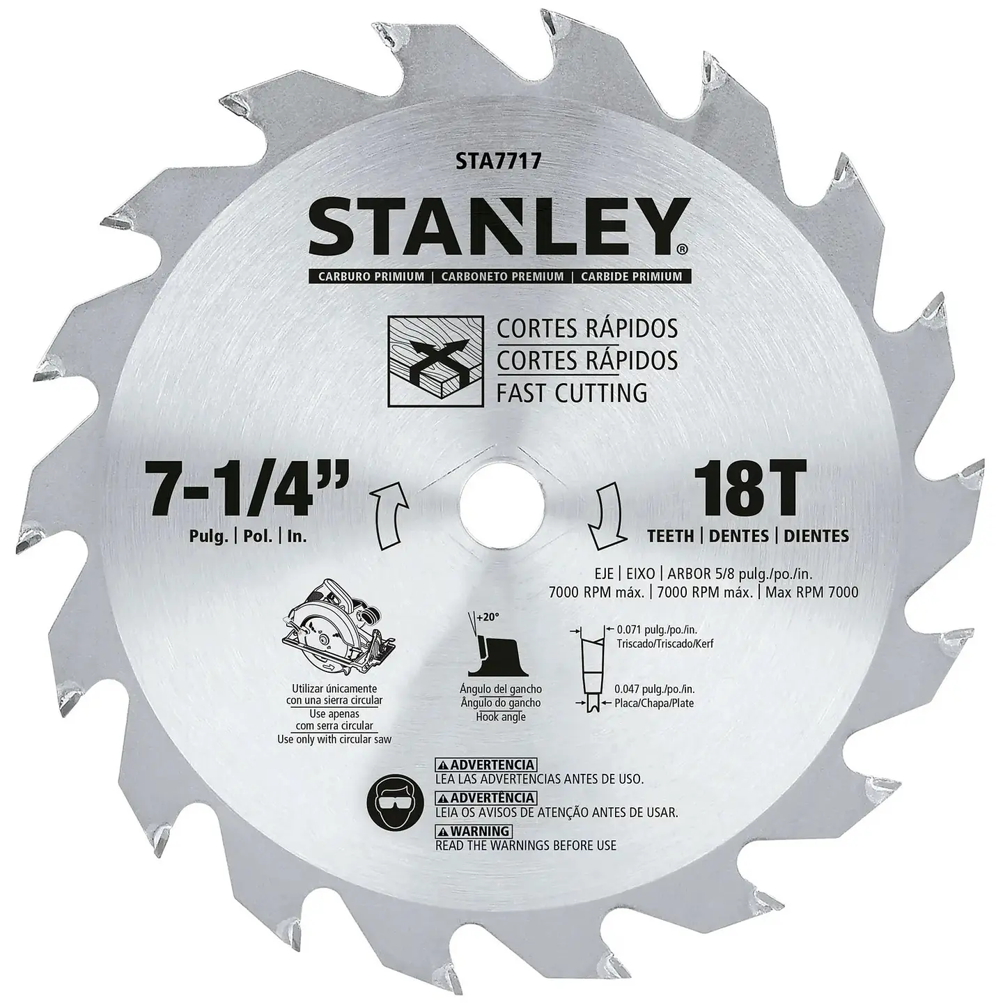 HOJA CIRCULAR STANLEY 7 1/4 18D 1