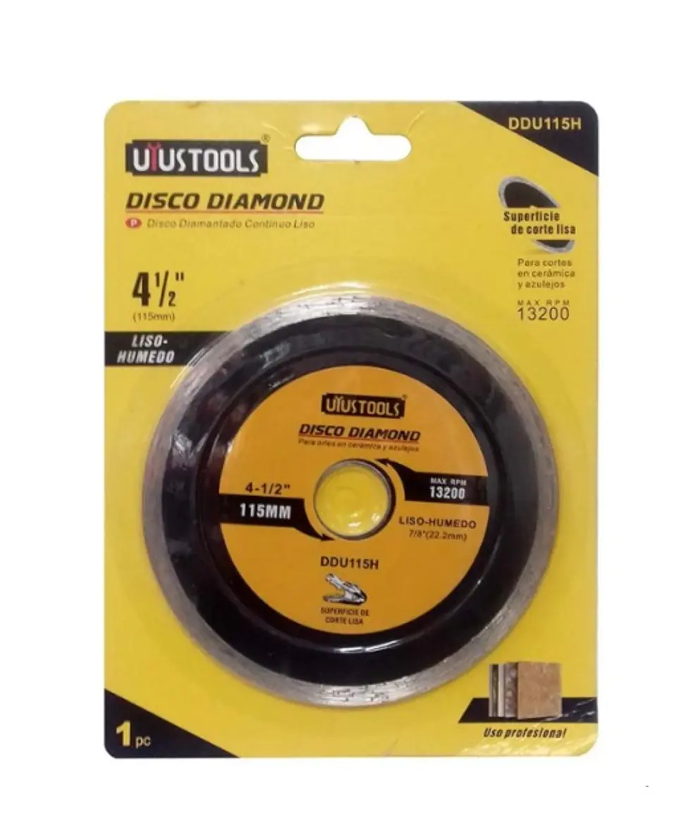 DISCO CORTE DIAMANTADO UYUSTOOLS 4 1/2 LISO HUMEDO 1