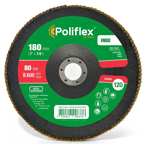 DISCO TRASLAPADO POLIFLEX N°120 INOXIDABLE