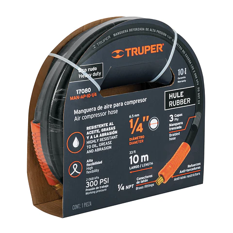 MANGUERA PARA COMPRESOR TRUPER 10MT MAN AP 10 1/4