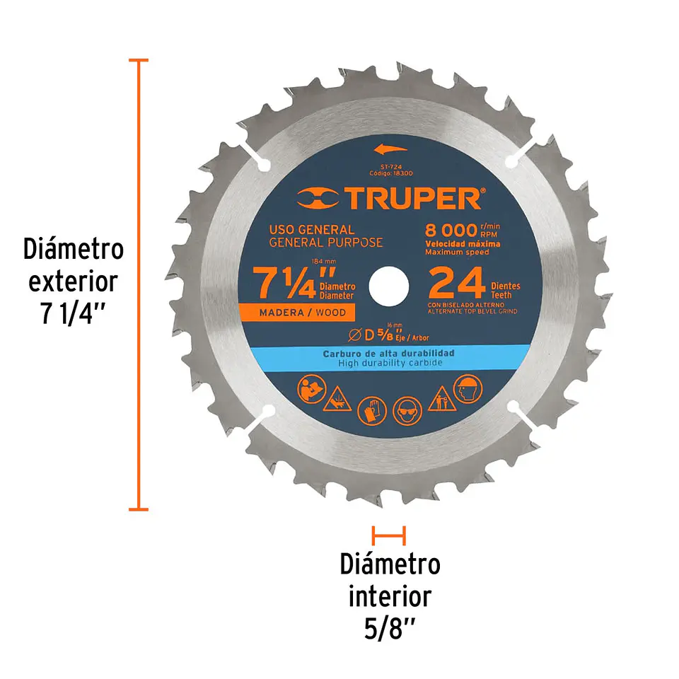 HOJA CIRCULAR TRUPER 7 1/4 X 24D 1