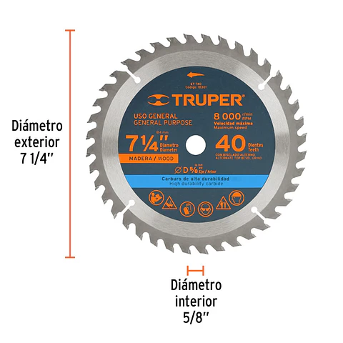 HOJA CIRCULAR TRUPER 7 1/4 X 40D