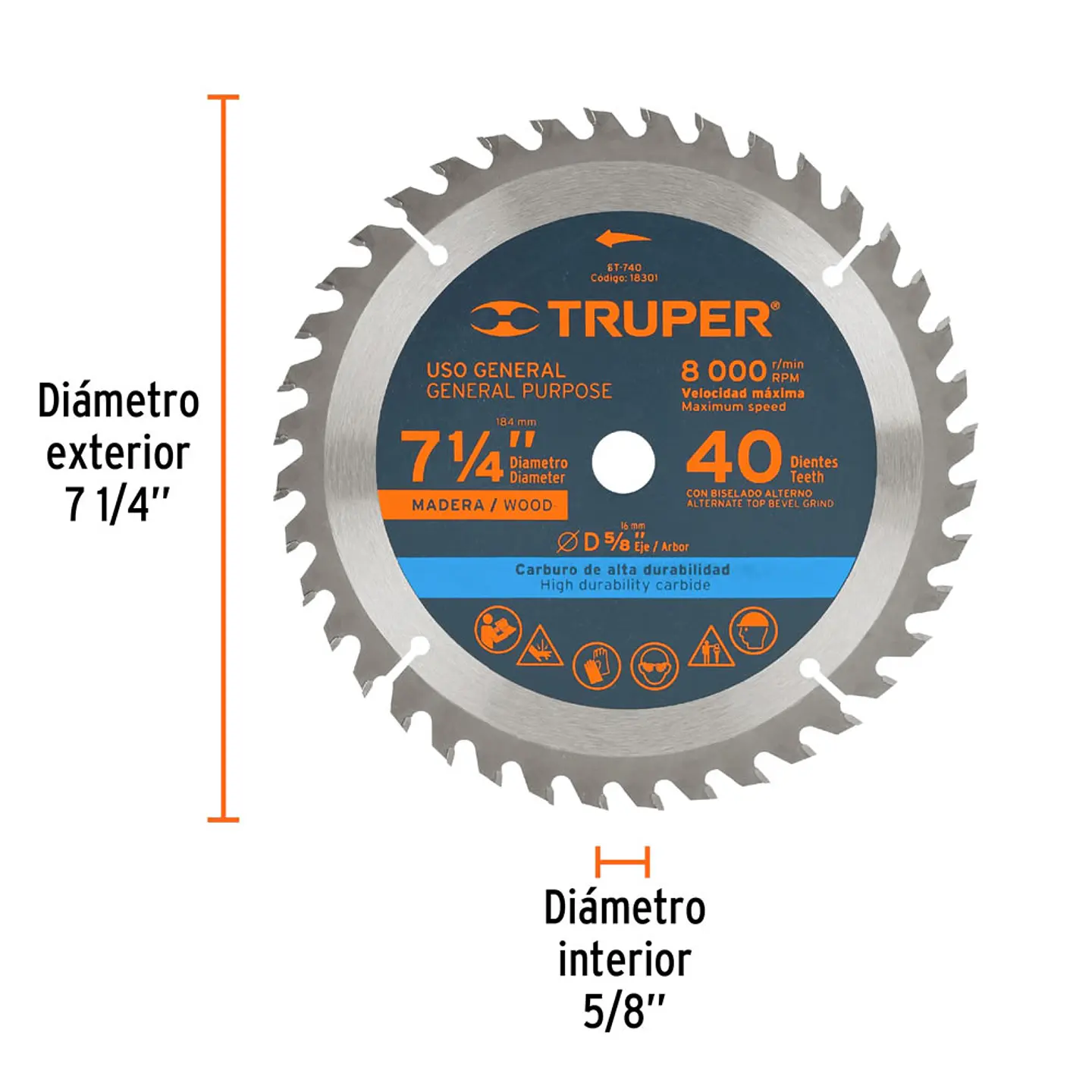 HOJA CIRCULAR TRUPER 7 1/4 X 40D 1