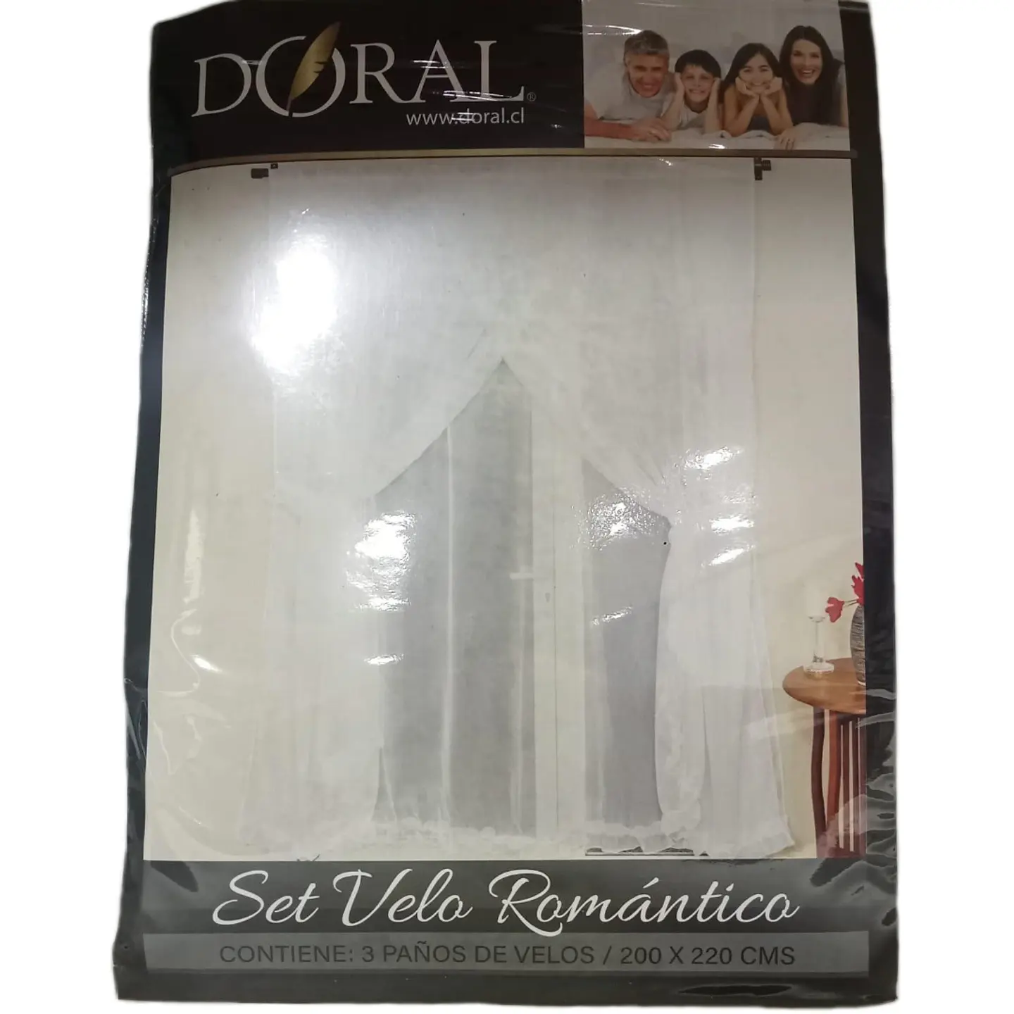 CORTINA VELO ROMANTICO 3 PIEZAS DORAL 1