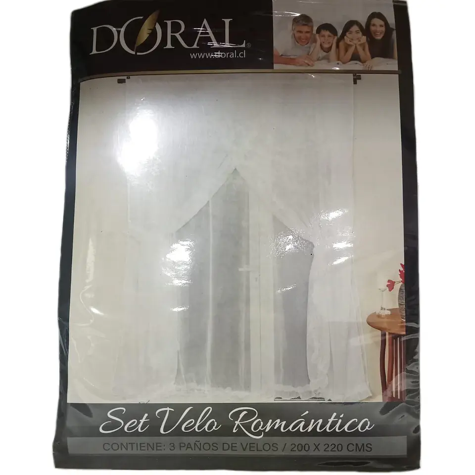 CORTINA VELO ROMANTICO 3 PIEZAS DORAL 1