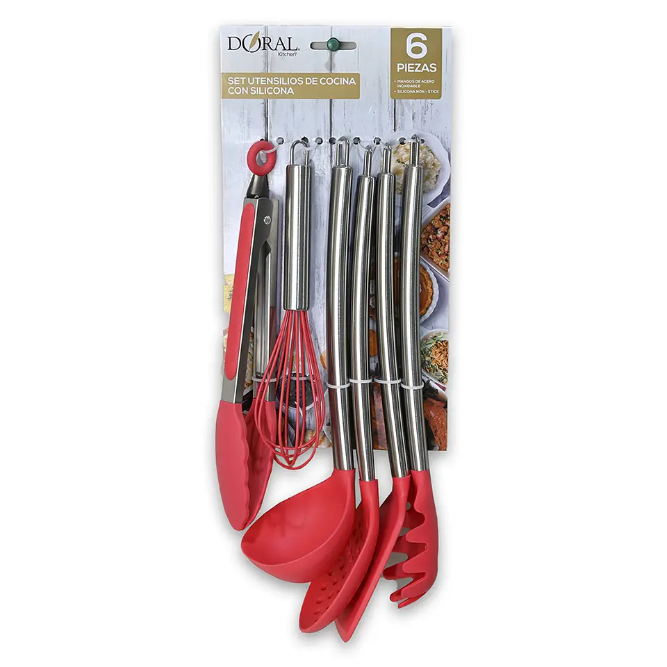 SET UTENSILIOS COCINA SILICONA DORAL 1