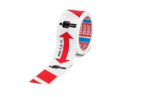 CINTA DISTANCIAMIENTO ROJA BLANCA 50M X 50MM TESA