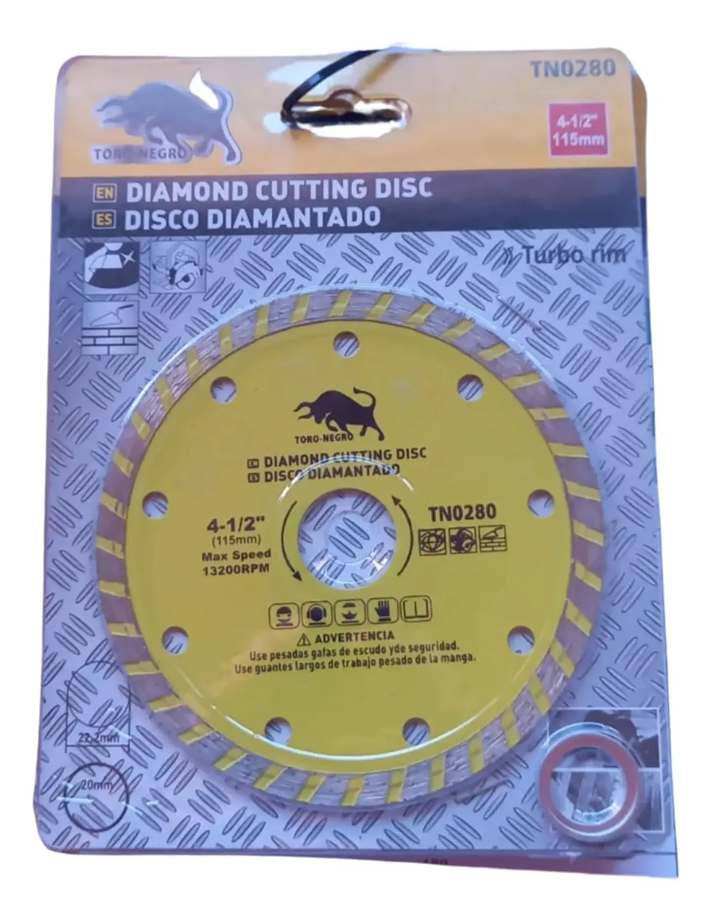 DISCO CORTE DIAMANTADO TORO NEGRO 4 1/2 TURBO 1