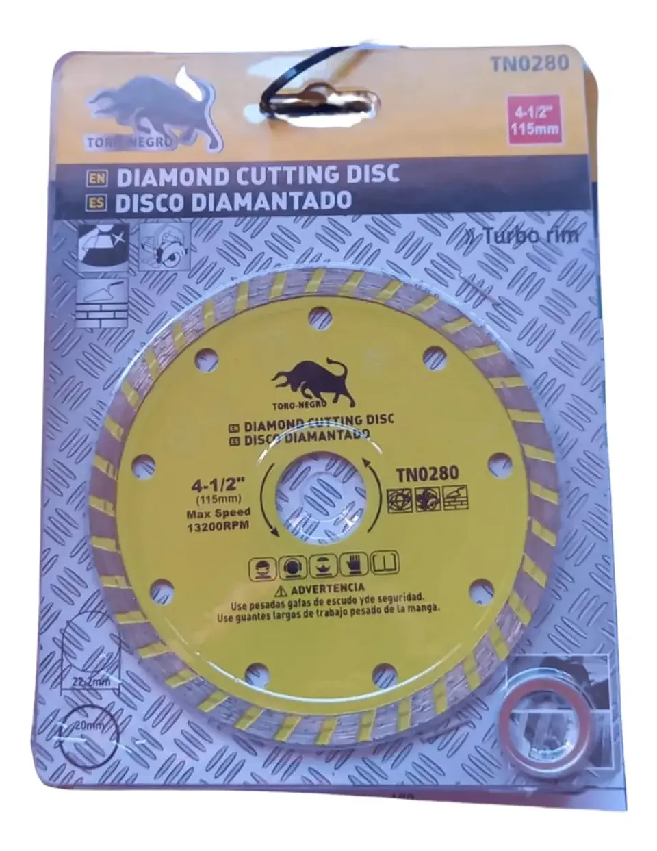 DISCO CORTE DIAMANTADO TORO NEGRO 4 1/2 TURBO 1