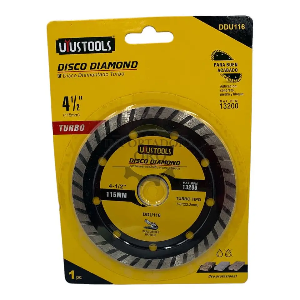 DISCO CORTE DIAMANTADO UYUSTOOLS TURBO 4 1/2 1