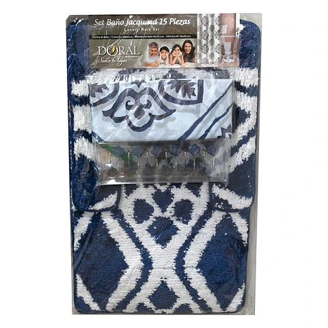 CORTINA BAÑO 15 PIEZAS JACQUARD DORAL