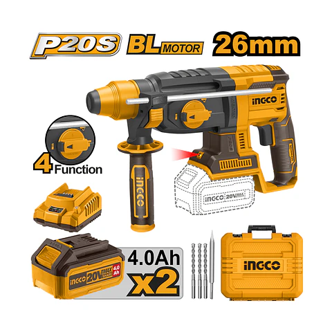 ROTOMARTILLO INGCO INALAMBRICO 20V CON ACCESORIOS