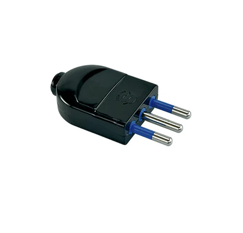 ENCHUFE MACHO LEXO 10A 2P+T NEGRO